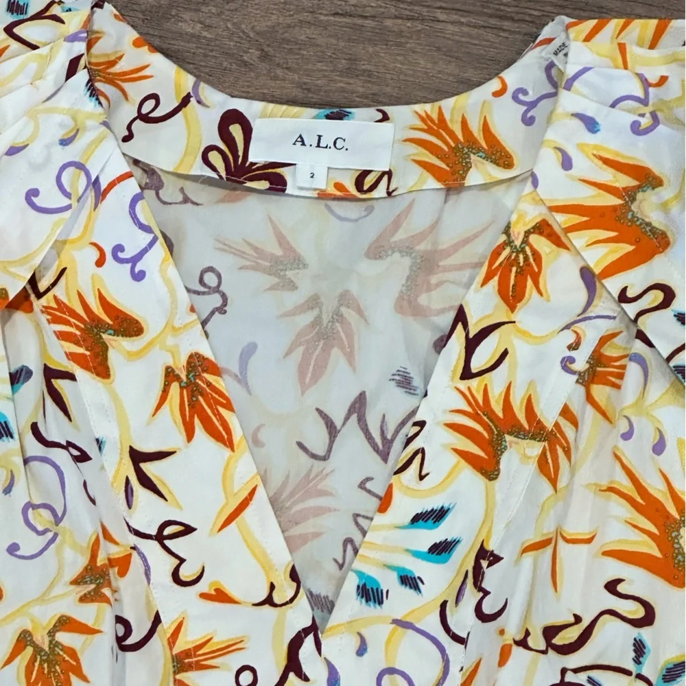 NWOT A.L.C. Mia Cotton Yellow and White Floral Dress Size 2 - Picture 5 of 11